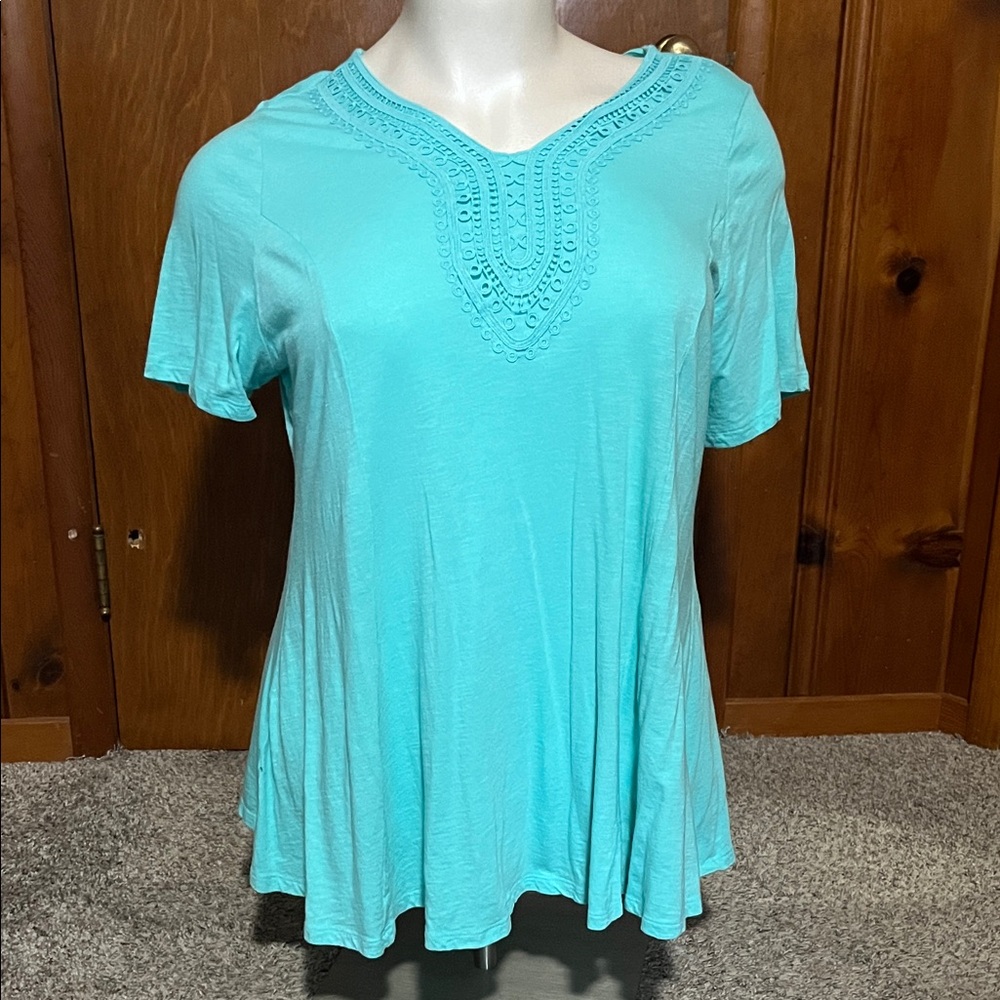 Catherines Turquoise Short Sleeve Top